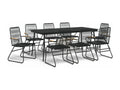 9-piece black rattan PVC garden dining set UJAC70548