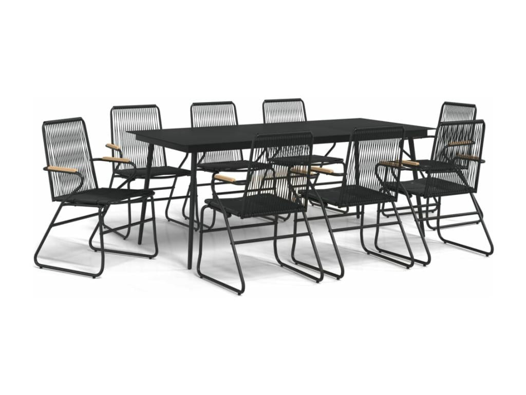 9-piece black rattan PVC garden dining set UJAC70548