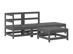 Salon de jardin 4 pièces avec coussins gris bois massif DHWO69557