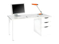Bureau Ventoriq Bureau réversible multifonctionnel Table d'étude avec commode avec 2 tiroirs et 1 porte 138x60h74 cm Blanc ROFY22307