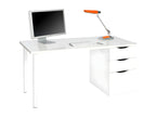 Bureau Ventoriq Bureau réversible multifonctionnel Table d'étude avec commode avec 2 tiroirs et 1 porte 138x60h74 cm Blanc ROFY22307