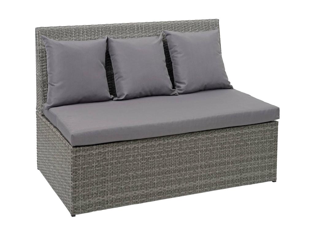 Canapé en polyrotin 2 places Lumenao-G16 banc fauteuil gastronomie 120 cm - gris coussin gris foncé FNCR86600