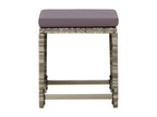 4-piece garden stools with cushions, Grey woven resin NHJK09924