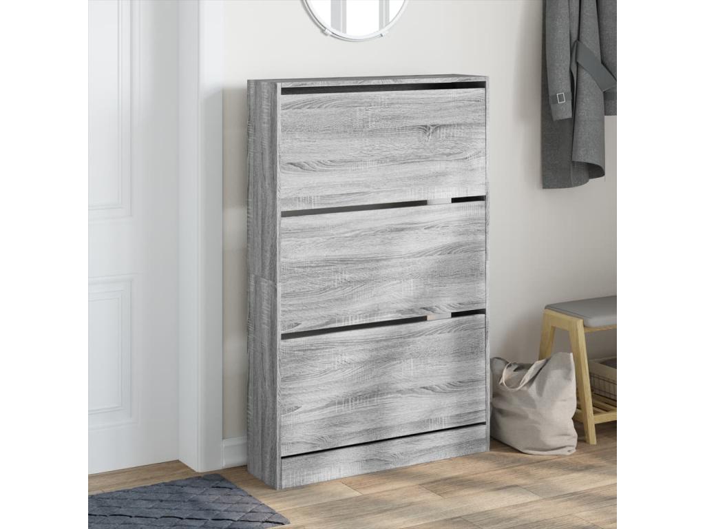 Ventoriq grey shoe cabinet 80x21x125.5 engineered wood UPFJ11778