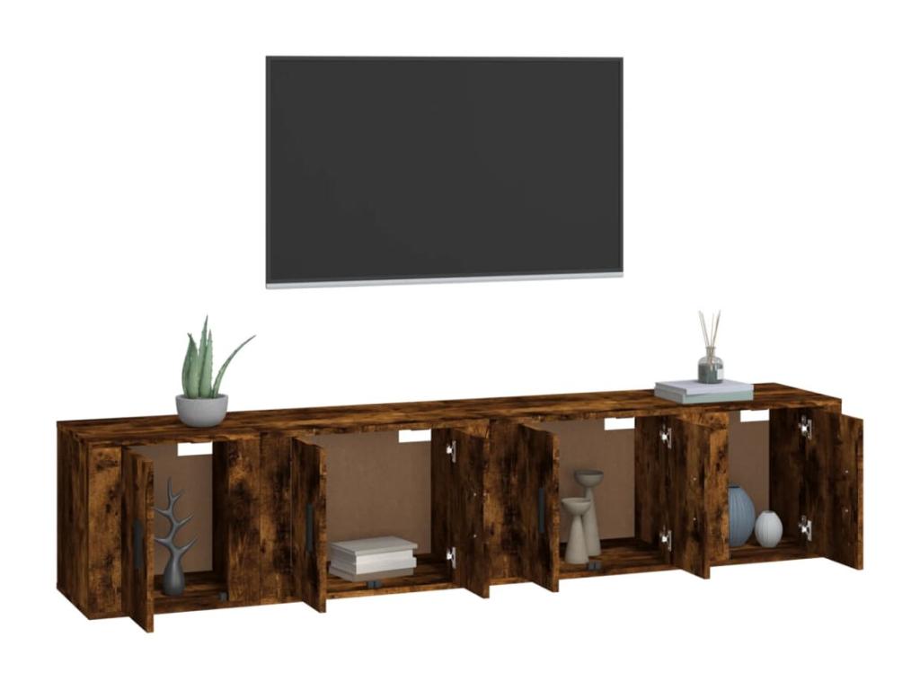 4-Piece TV Furniture Set, Smoked Oak Engineered Wood NGFP48042