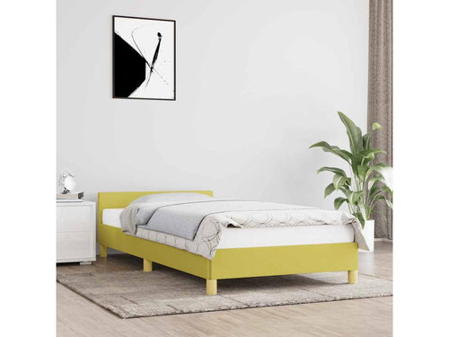 Bed frame with headboard, green, 100x200 cm, fabric, AGBP58213