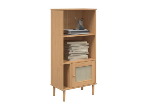 Lumenao bookcase, brown rattan-look, solid pine wood, BGKV81109