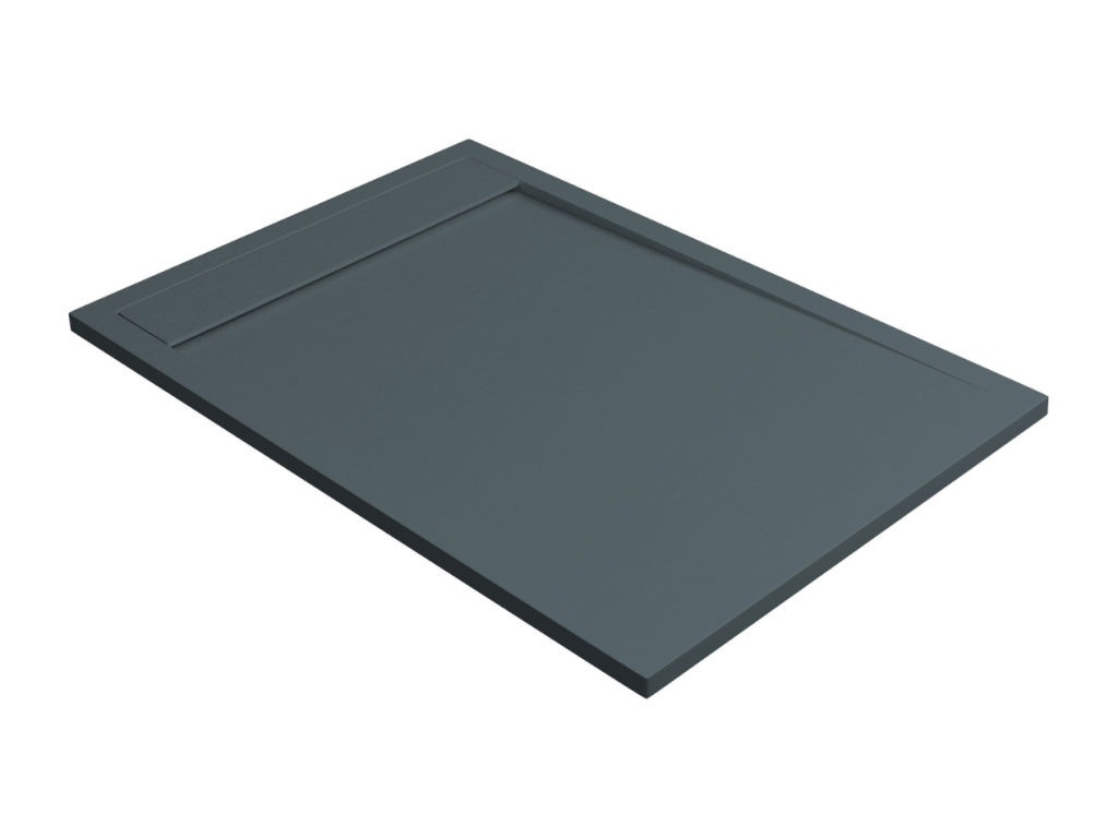 Ventoriq Extra-Flat Shower Tray - Slate Texture in Anthracite Grey Ventoriq Composite - L180 x W70 x H3 cm - Ventoriq IWMJ32448