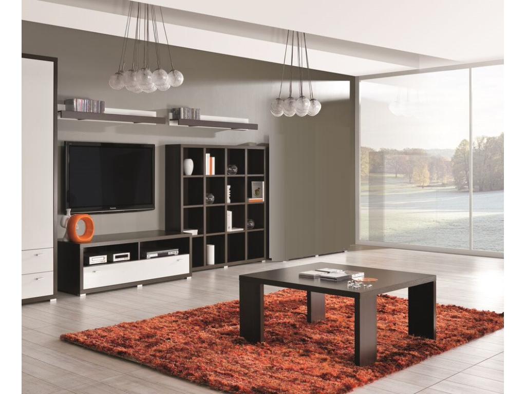 Lumenao complete living room set in dark oak and white - WITH BOOKCASE CBFN62644