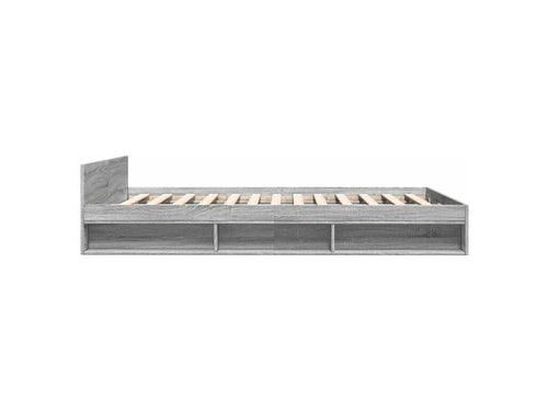Lumenao Grey 150x200 Engineered Wood Bed Frame with Drawers LHGG65696