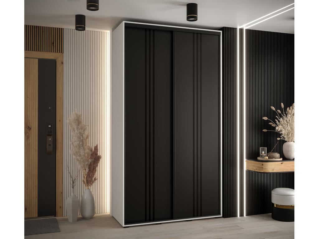 ARMOIRE Lumenao 6 À PORTES COULISSANTES 235.2/140/45 2 portes Blanc/Noir/Noir  RDDD97535