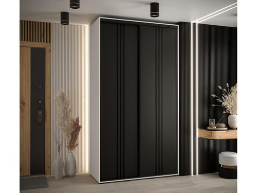 ARMOIRE Lumenao 6 À PORTES COULISSANTES 235.2/140/45 2 portes Blanc/Noir/Noir  RDDD97535
