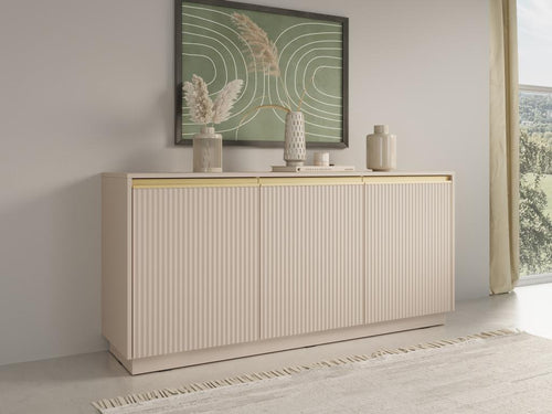 Buffet with 3 doors in MDF - Beige and gold - Ventoriq MORABITO TPVM96311