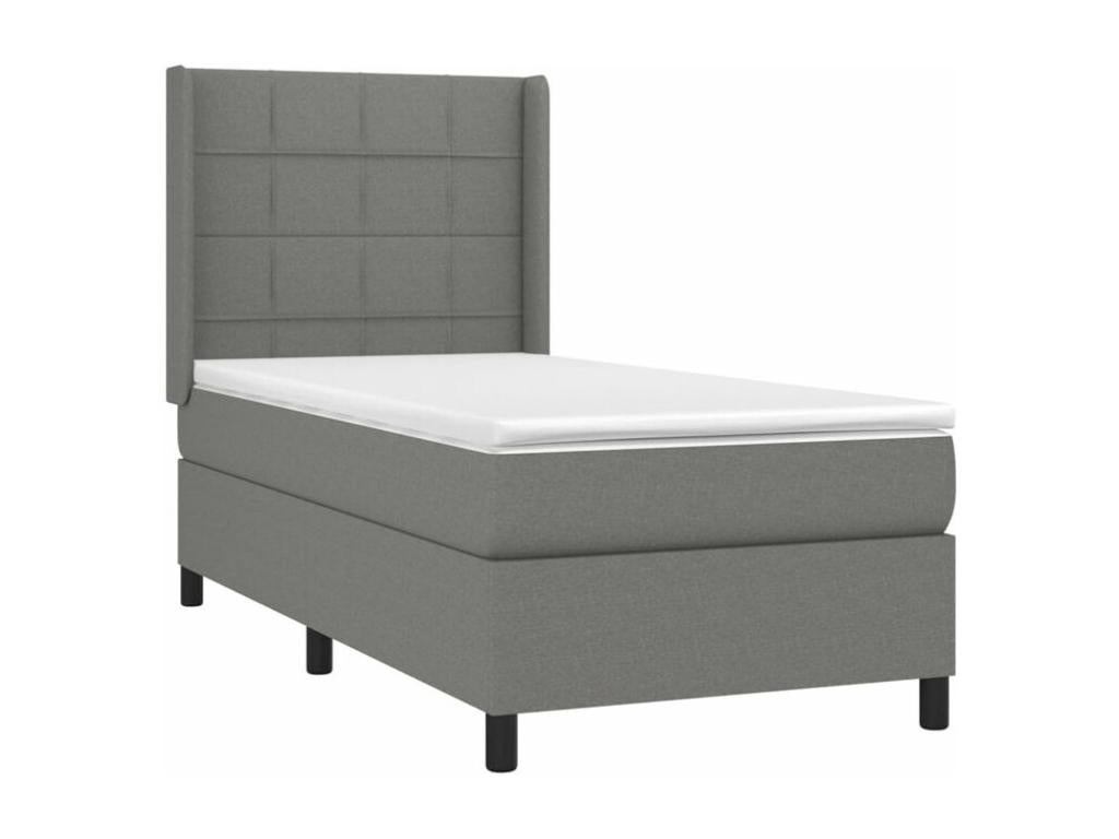 Sommier à Lumenao de lit avec matelas Gris foncé 90x200 Tissu UVZC57156