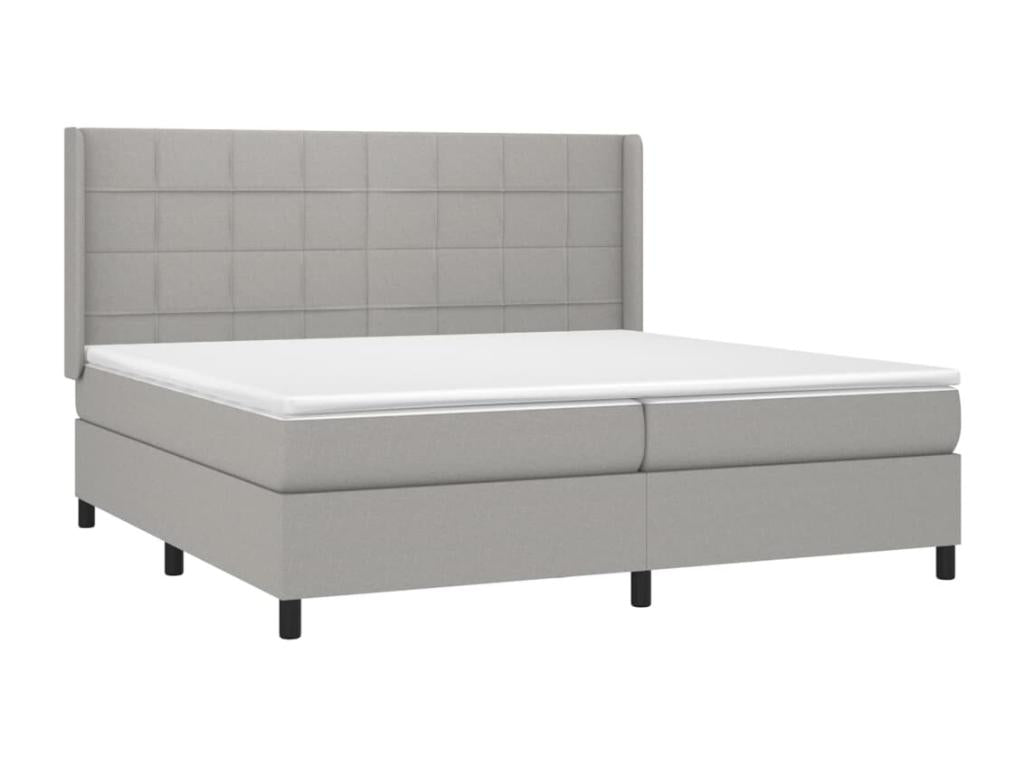 Sommier tapissier matelas et LED Gris clair 200x200 cm Tissu YKZH00898