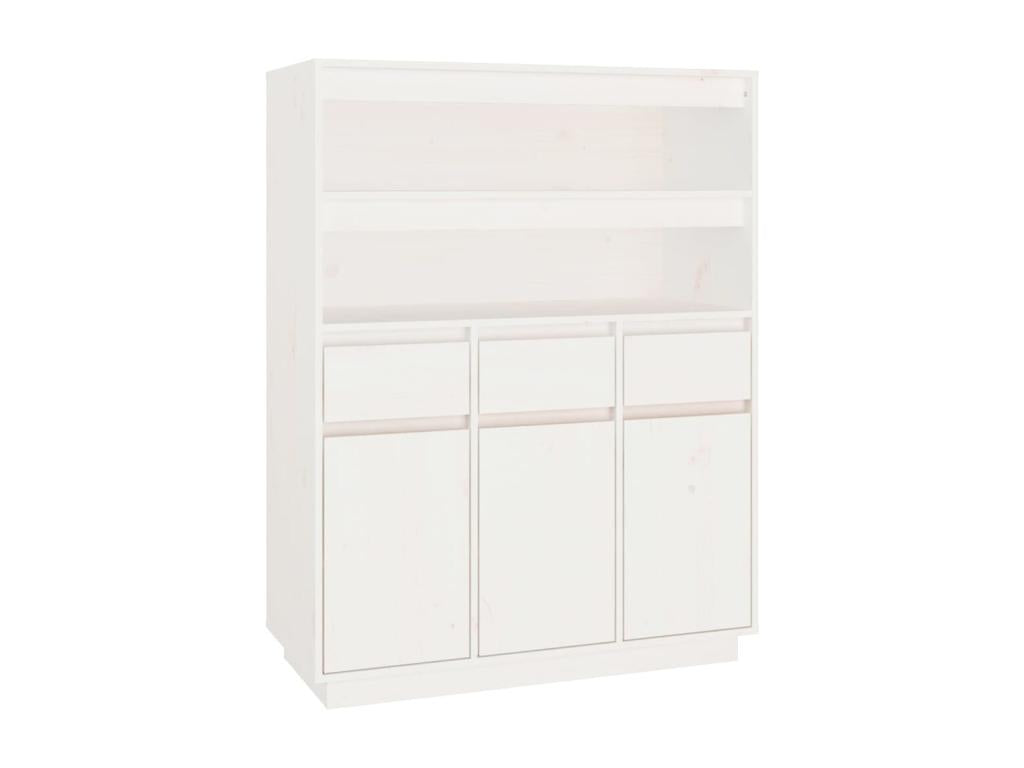 Buffet haut Blanc 89x40x116.5 cm Bois massif de pin LKMY20017