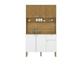 Buffet de Cuisine 6 Portes 1 Tiroir Chêne et Blanc 7 Niches L 111 H 185 P 39.3 cm JSWV11281