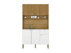 Buffet de Cuisine 6 Portes 1 Tiroir Chêne et Blanc 7 Niches L 111 H 185 P 39.3 cm JSWV11281