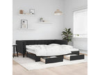 Daybed with pull-out bed and drawers, black, 90x190 cm, velvet, WQHQ41239