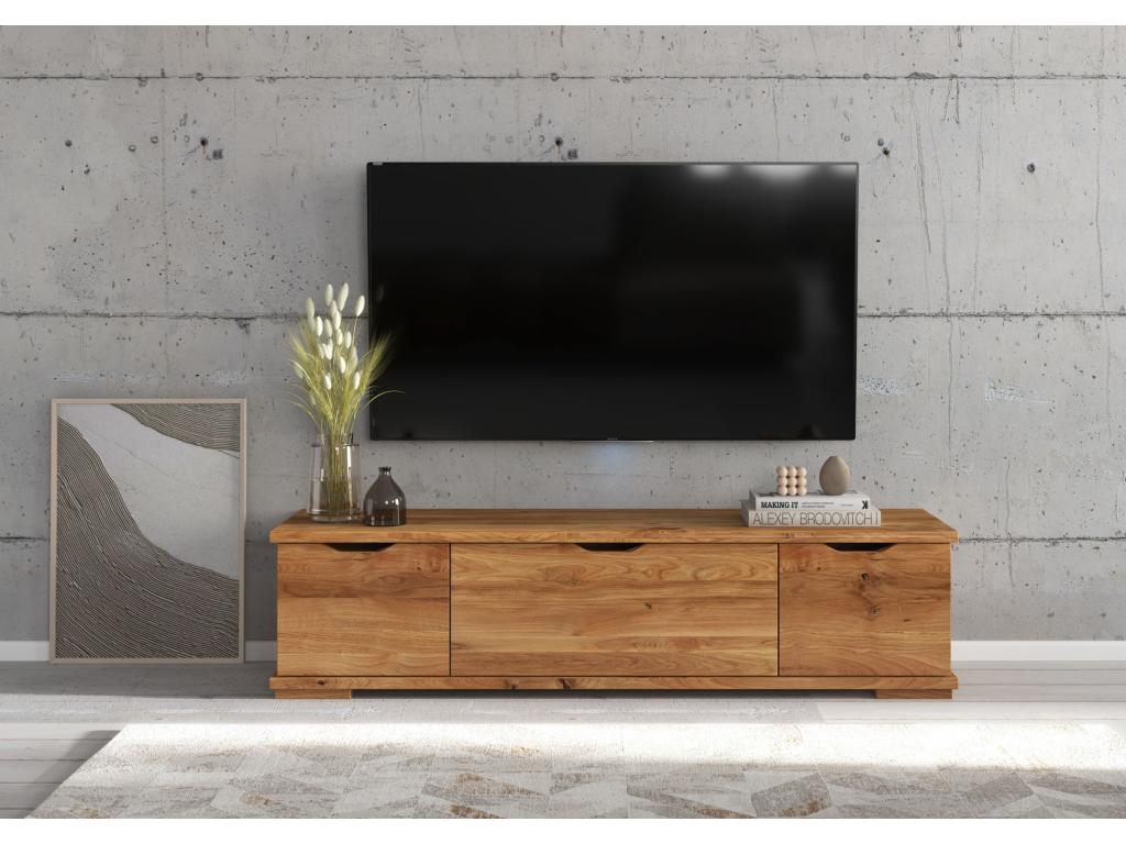 Meuble TV en bois chêne Ventoriq avec tiroirs / vernis naturel ZHXT34265