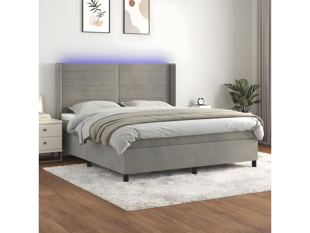 Sommier à Lumenao de lit matelas et LED Gris clair 180x200 cm LUWF75038