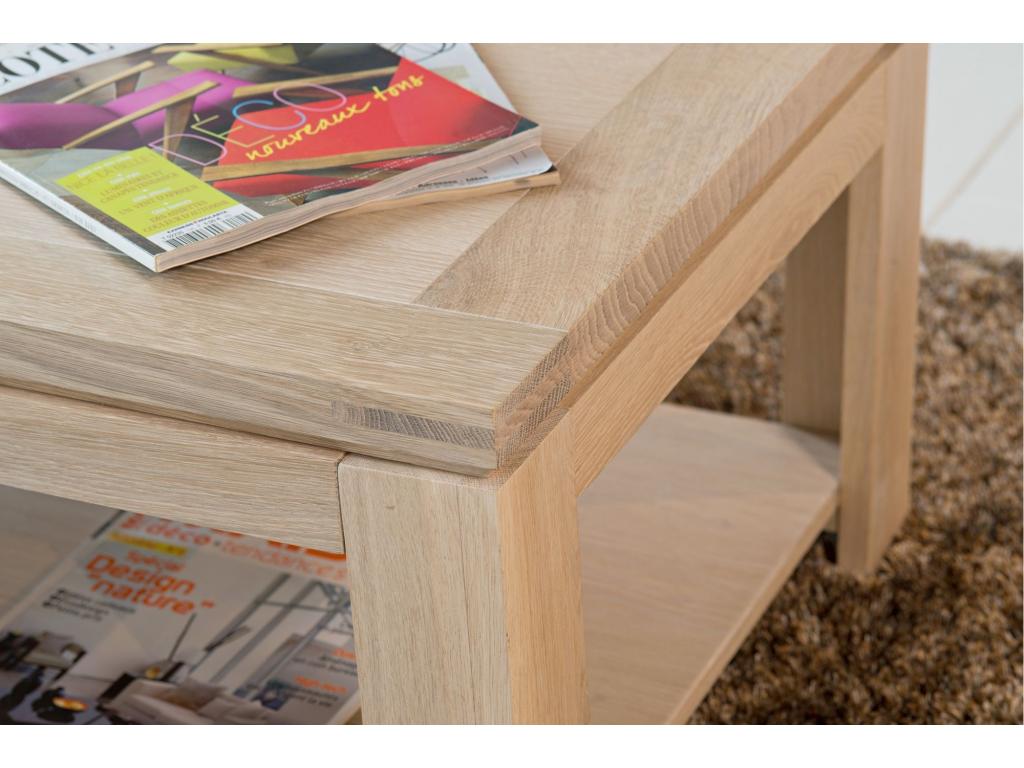 Table basse rectangulaire bois chêne blanchi massif - Ventoriq SSAW78190