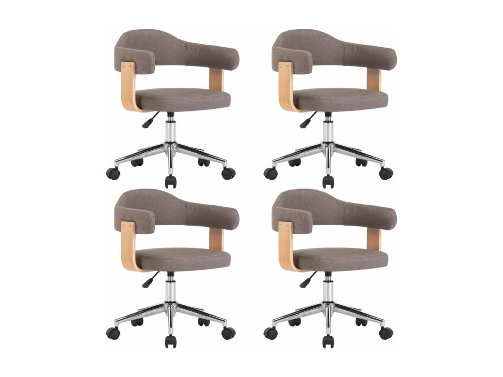 Ventoriq set of 4 swivel dining chairs, bentwood and fabric, RQWV45308