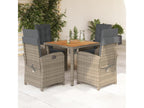 5-piece garden dining set with grey resin wicker cushions YQJA12926