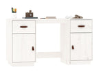 Bureau avec armoires Blanc 135x50x75 cm Bois massif de pin JNPJ45383