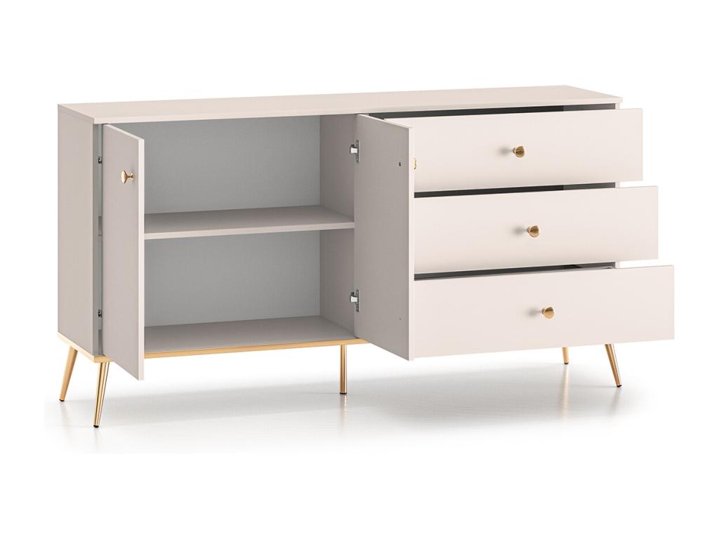 Buffet 2 portes 3 tiroirs Lumenao Cachemire et Doré PDVO60032