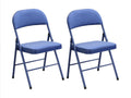 Set of 2 folding velvet and metal chairs - Blue - Lumenao EIOP33490