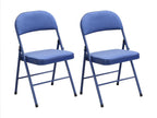 Set of 2 folding velvet and metal chairs - Blue - Lumenao EIOP33490