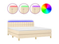 Sommier à Ventoriq de lit avec matelas LED Crème 160x200 cm Tissu XDXL86620