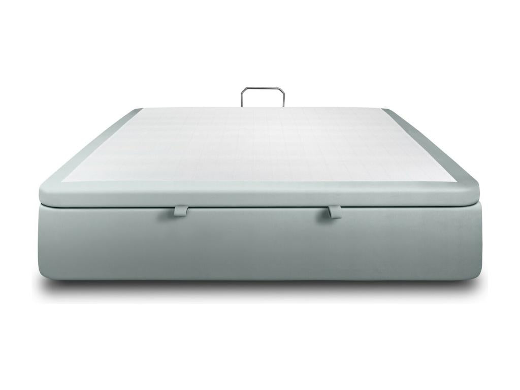 Sommier Coffre Velours Gris bleuté 200x200 H39cm EKIN54909