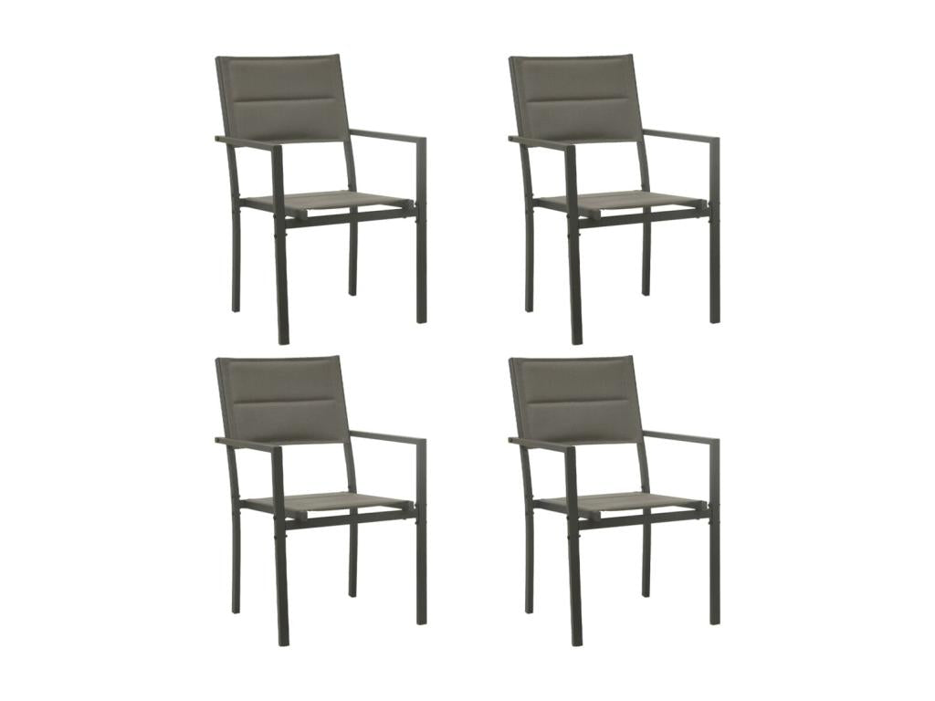 4-piece garden chairs, textilene and steel, grey and anthracite LAPN55432