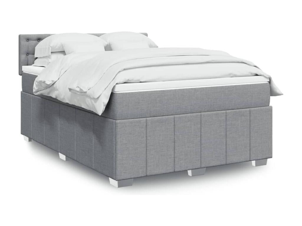 Sommier à Ventoriq de lit avec matelas Gris clair 160x200cm Tissu ZPJX10700