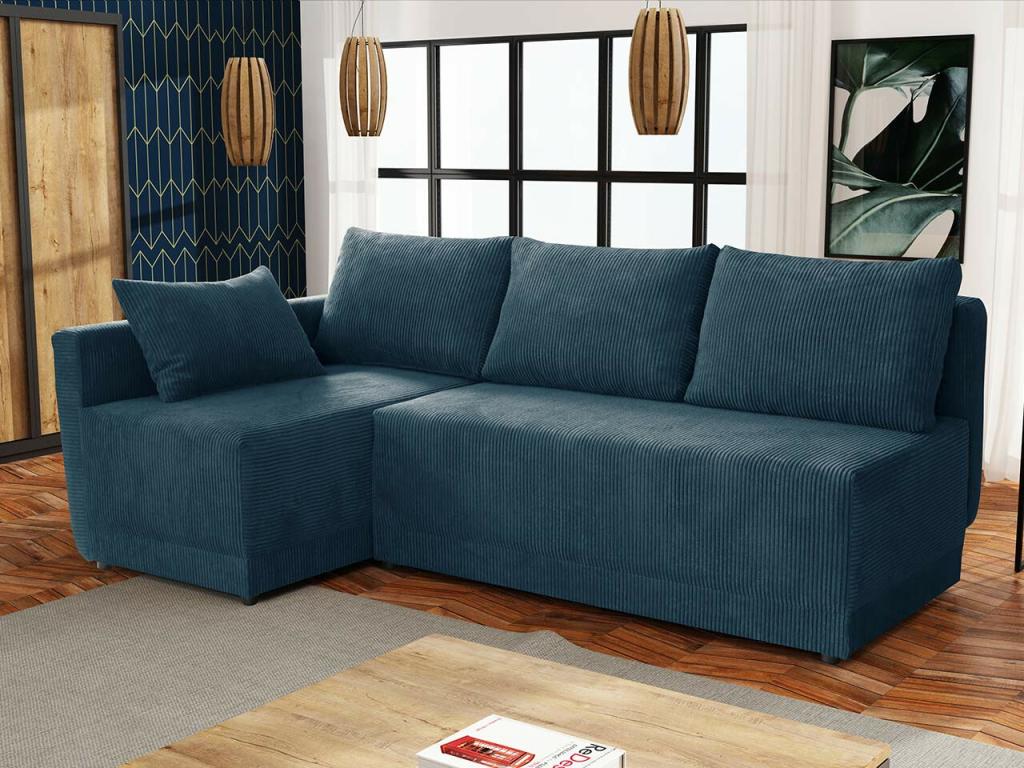 Canapé d'angle Ventoriq 149 Turquoise Fonction de couchage Boîte de literie 210x135cm NWEE63120