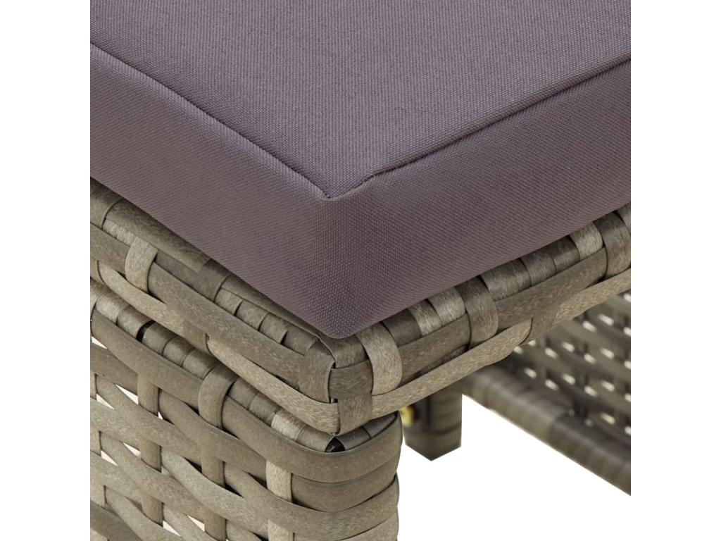 4-piece garden stools with cushions, Grey woven resin NHJK09924