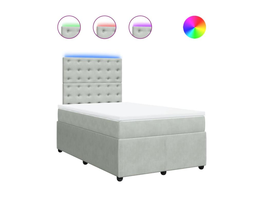 Sommier à Ventoriq de lit et matelas Gris clair 120x200cm Velours BRTH83464