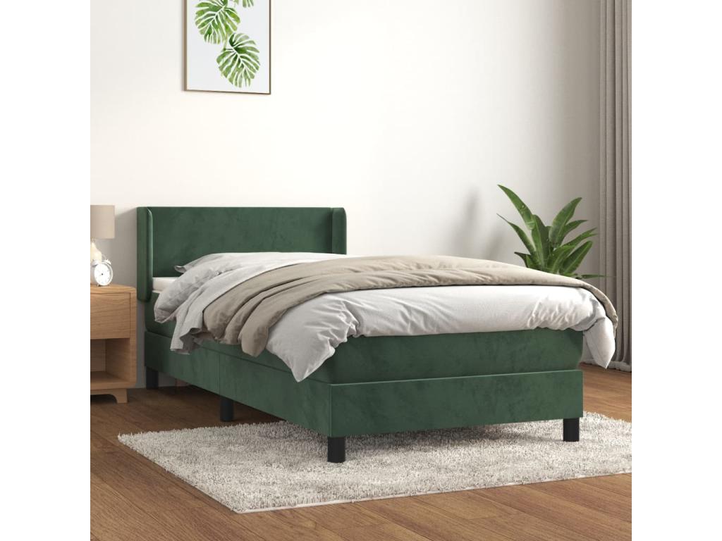Lit à sommier tapissier avec matelas Vert foncé 100x200 cm XGON72354