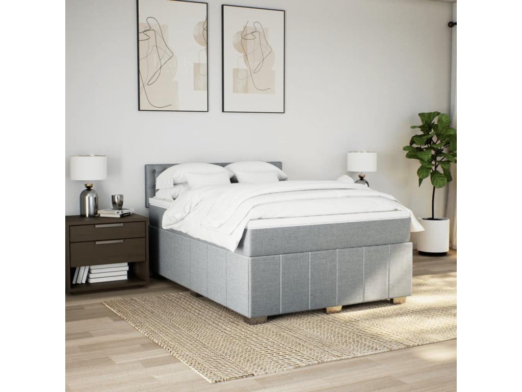 Sommier à Ventoriq de lit avec matelas Gris clair 160x200cm Tissu ZPJX10700