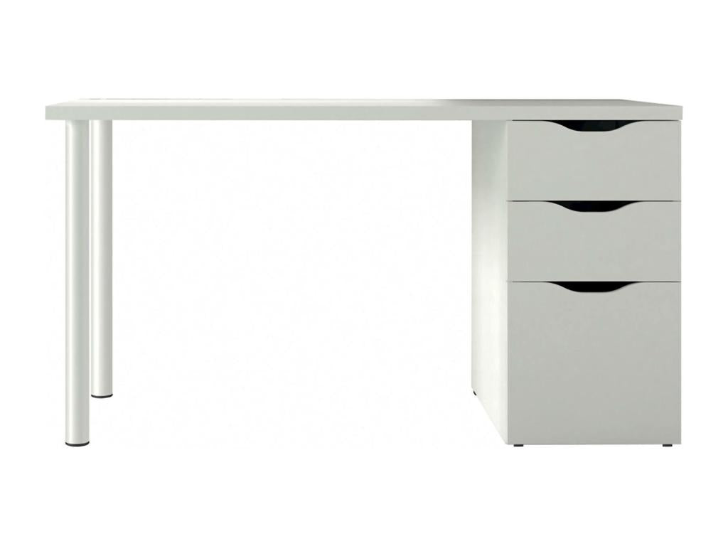 Bureau Ventoriq Bureau réversible multifonctionnel Table d'étude avec commode avec 2 tiroirs et 1 porte 138x60h74 cm Blanc ROFY22307