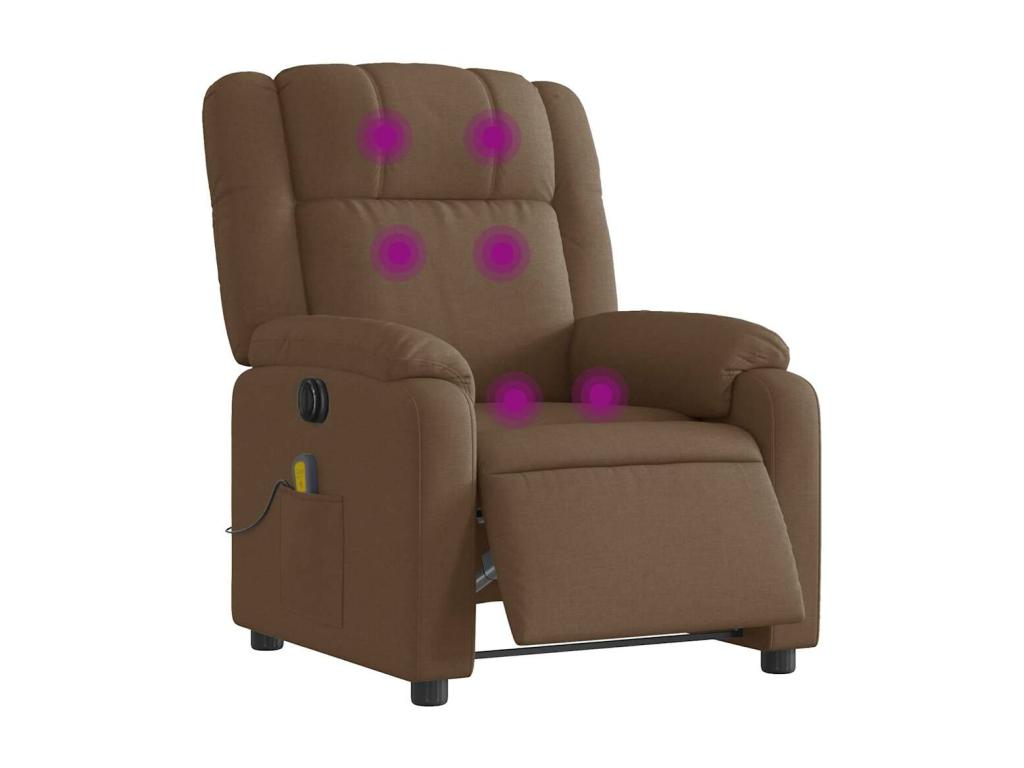 Fauteuil inclinable de massage électrique marron tissu EUEU76750