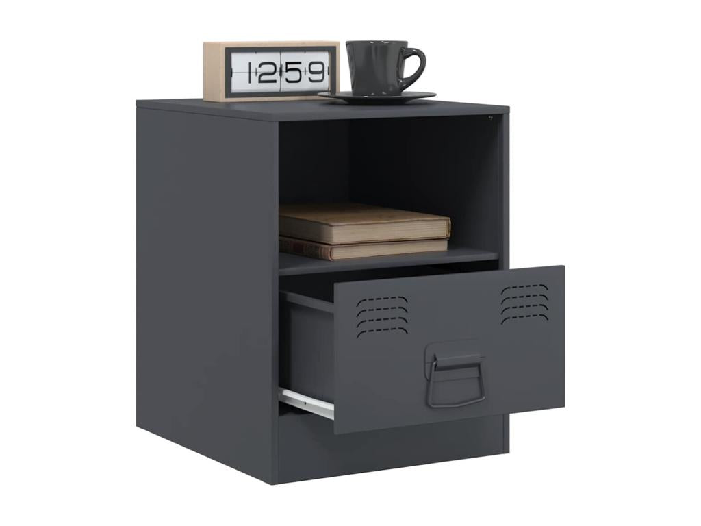 2-piece bedside tables, anthracite, 34.5x39x44 cm, steel, TVQY14377