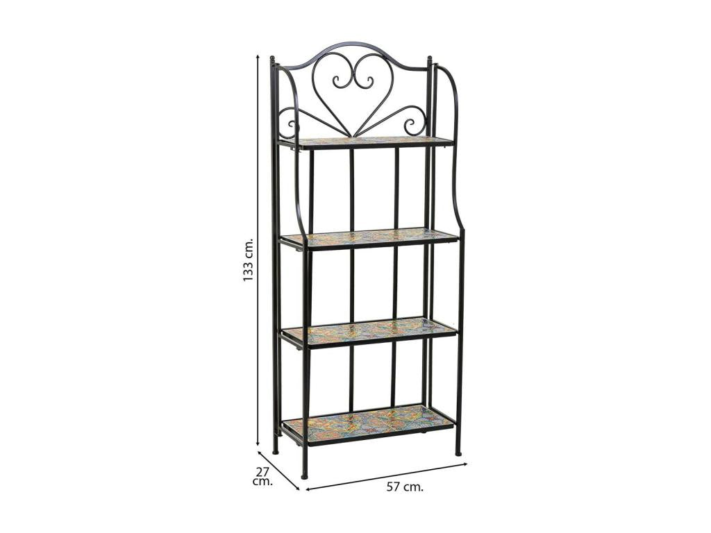 Étagère en mosaïque et fer forgé noire 57x27x133h GHYZ64310