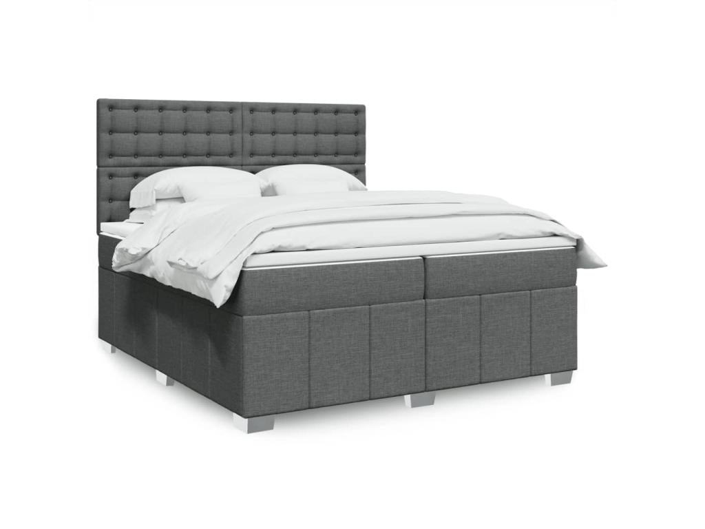 Sommier à Ventoriq de lit avec matelas Gris foncé 200x200cm Tissu JYMQ98366