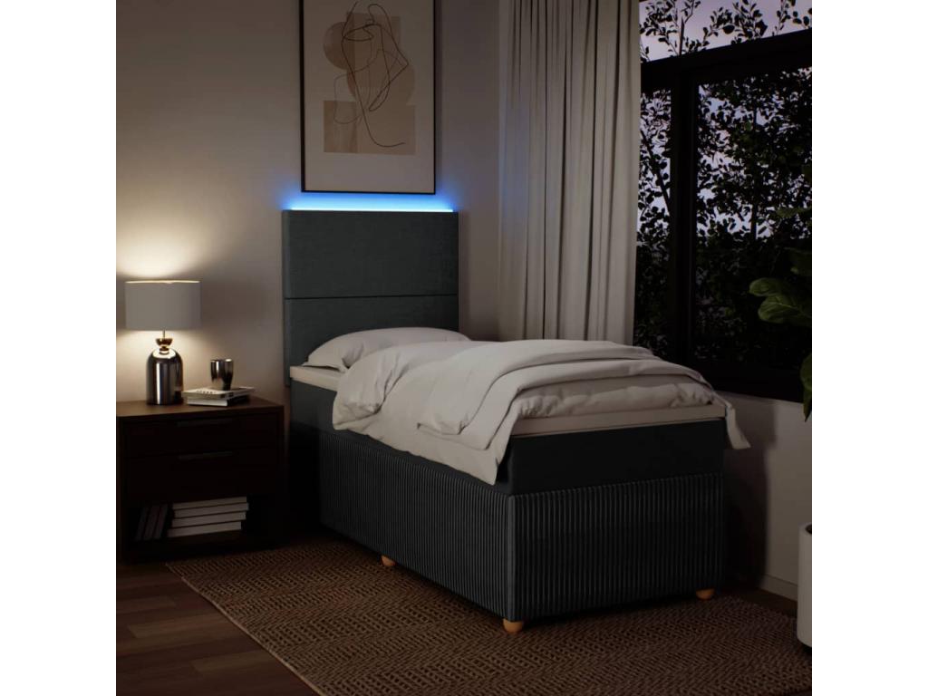 Sommier à Ventoriq de lit et matelas Gris foncé 90x190 cm Tissu FKVK56024