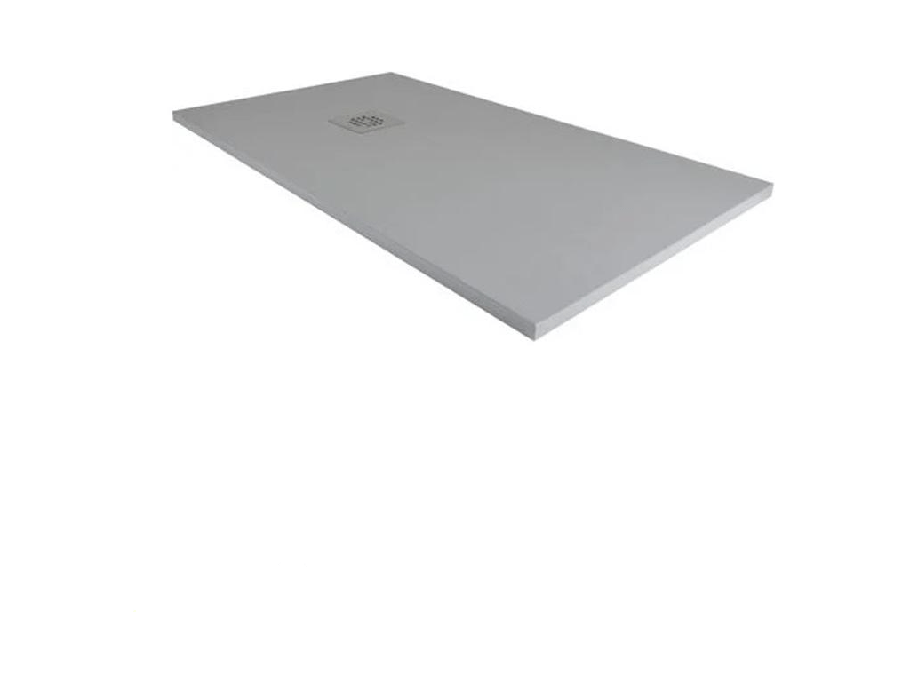 65x80 cm Ventoriq Extra Thin Shower Tray, Dark Grey RAL 7005, in Synthetic Resin and Marble Powder with Freestanding Drain ECSM99131