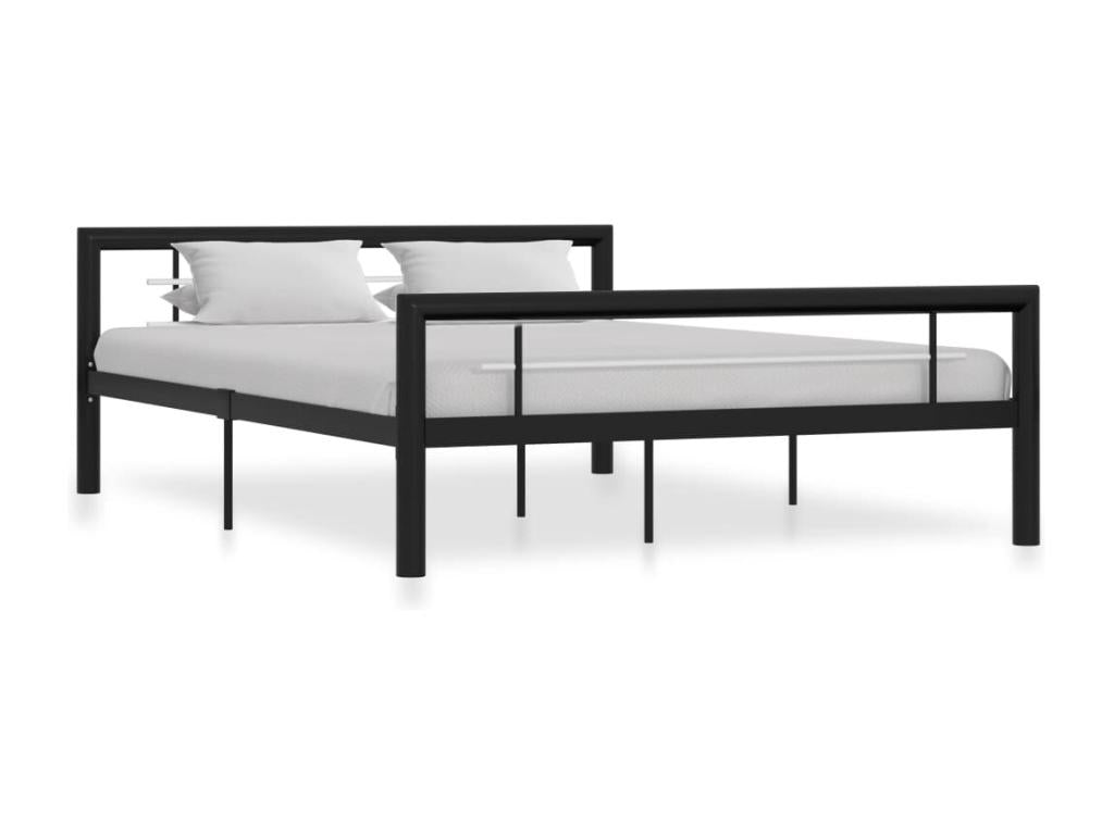 Cadre de lit Noir et blanc Métal 140x200 cm WGJL40815