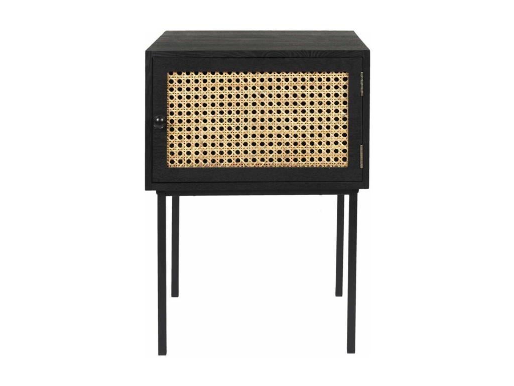 Cane Bedside Table with 1 Door, Black XTWL68540